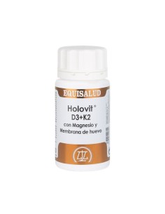 Holovit D3+K2 con Magnesio y Membrana de huevo de Equisalud, 50 cápsulas