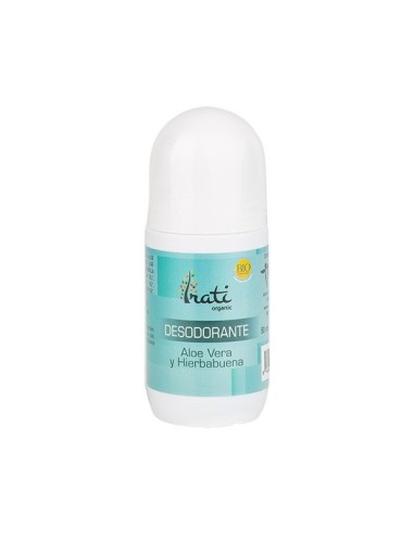 Desodorante roll-on de aloe vera y hierbabuena BIO de Irati Organic, 50 mililitros