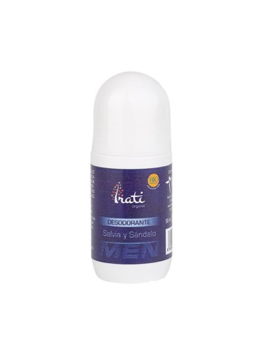Desodorante roll-on de salvia y sándalo BIO de Irati Organic, 50 mililitros