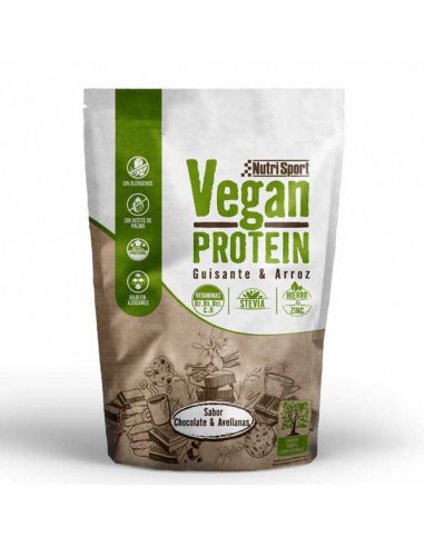Vegan Protein Chocolate y Avellanas de Nutrisport, 468 gr