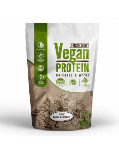 Vegan Protein Vainilla y Cookies de Nutrisport, 480 gr.