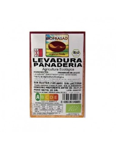 Levadura panadería BIO sin gluten de Bioprasad, 20 gramos