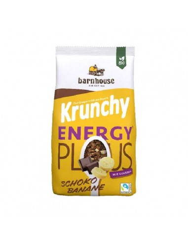 Muesli Krunchy Energy Plus de choco y plátano BIO de Barnhouse, 325 gramos