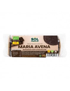 Galleta maria de avena bañadas en chocolate ECO sin gluten de Solnatural, 200 gramos