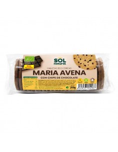 Galletas maria de avena chips chocolate ECO sin gluten de Solnatural, 200 gramos