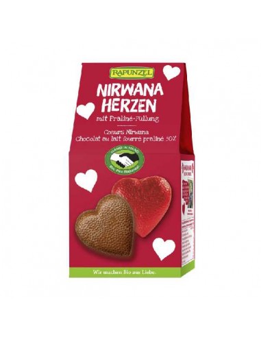 Corazones de chocolate Nirwana Herzen de Rapunzel, bolsa de 128 gramos