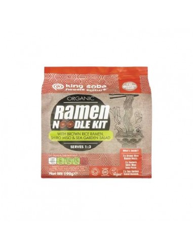 Kit ramen noodles de arroz integral shiro miso y algas de King Soba, 1 unidad