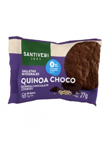 Galletas digestive quinoa choco 0 azúcar de Santiveri, 27 gramos