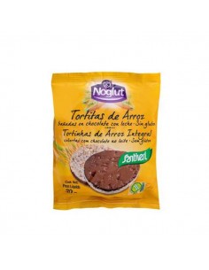 Tortitas de arroz bañadas en chocolate con leche Noglut de Santiveri, 30 gramos