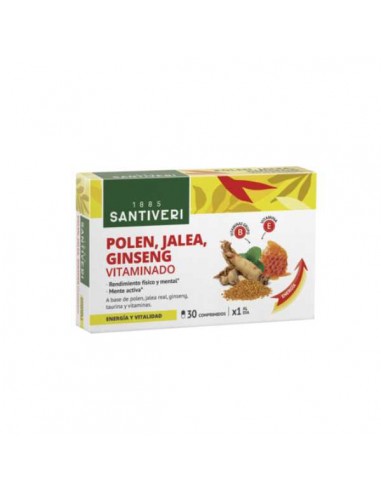 Polen jalea ginseng vitaminado de Santiveri, 30 comprimidos