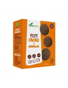 Galletas de avena con cacao y naranja Bio vegan sin gluten de Soria Natural, 200 gramos