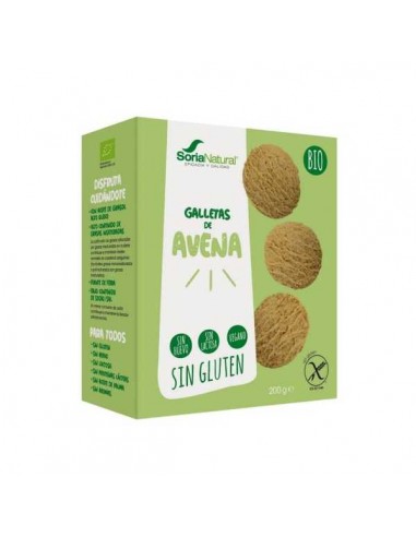 Galletas de avena BIO vegan sin gluten de Soria Natural, 200 gramos