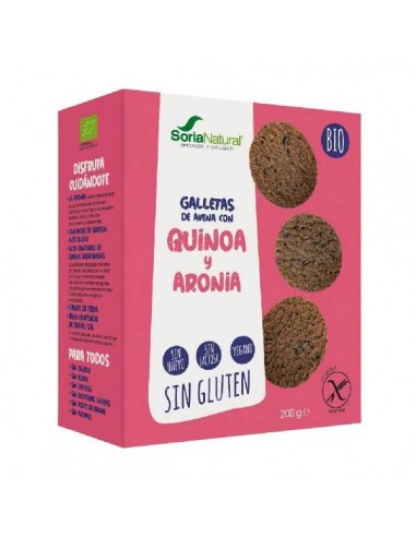 Galletas de avena con quinoa y aronia BIO sin gluten vegan de Soria Natural, 200 gramos