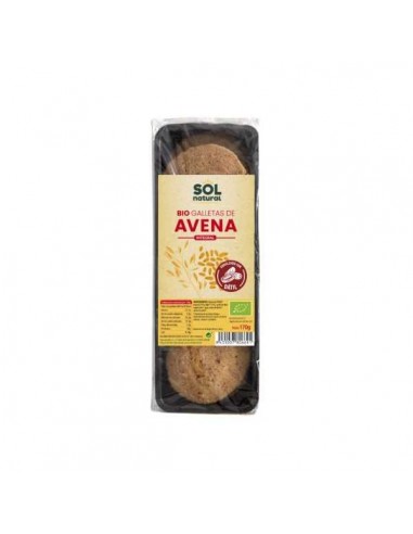 Galletas de avena integral endulzadas con dátil BIO de Solnatural, 170 gramos