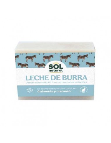 Jabón natural solido de leche de burra de Solnatural, 100 gramos