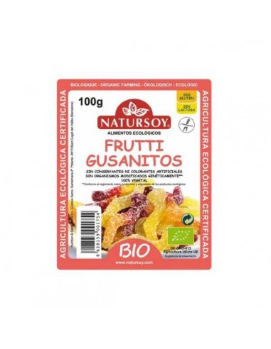 Frutti gusanitos sin gluten vegan BIO de Natursoy, 100 gramos