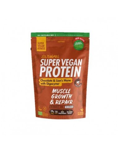 Super vegan protein chocolate y lion´s mane BIO de Iswari, 400 gramos