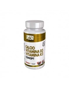 Calcio vitamina D3 y vitamina K2 concept de Megaplus, 60 cápsulas