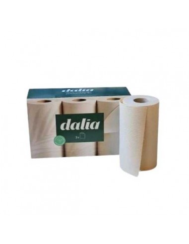 Papel de cocina sin blanquear ECO de Dalia, 3 rollos