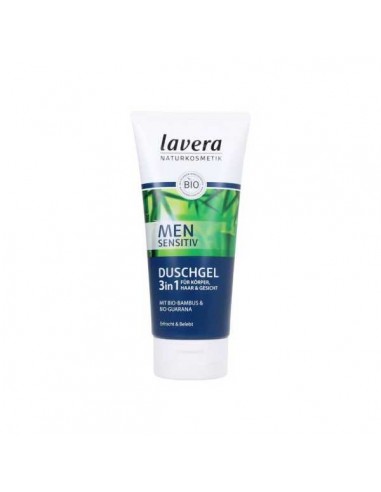 Gel de ducha 3 en 1 men sensitiv BIO de Lavera, 200 mililitros