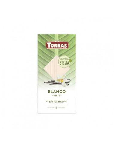 Chocolate blanco con stevia sin gluten de Torras, 100 gramos