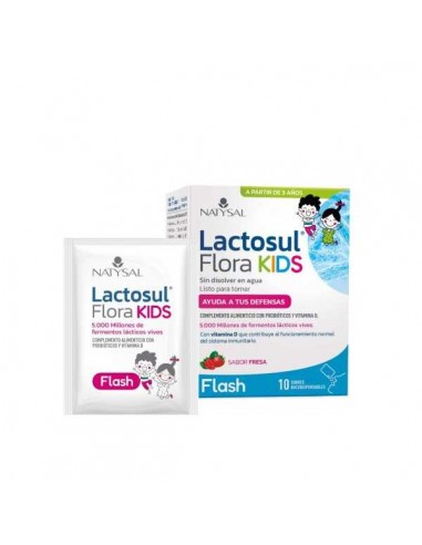 Lactosul flora kids de fresa sin gluten de Natysal, 10 sobres