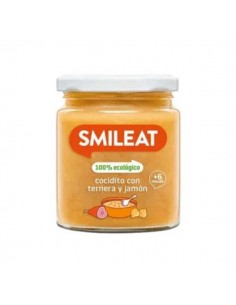 Potitos cocidito de ternera con jamón ECO de Smileat, 230 gramos