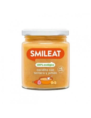 Potitos cocidito de ternera con jamón ECO de Smileat, 230 gramos