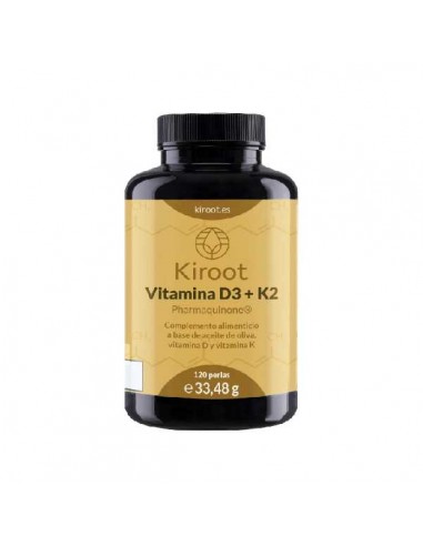 Vitamina D3+K2 de Kiroot, 120 perlas