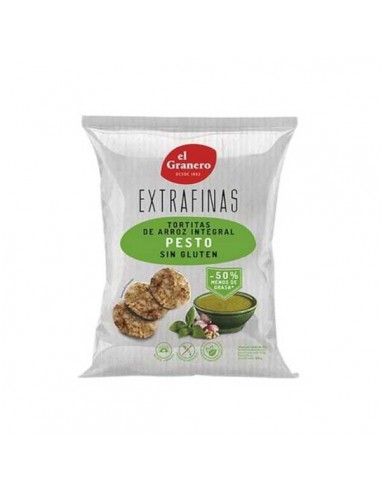 Tortitas extrafinas de arroz integral de pesto sin gluten de Granero Integral, 60 gramos