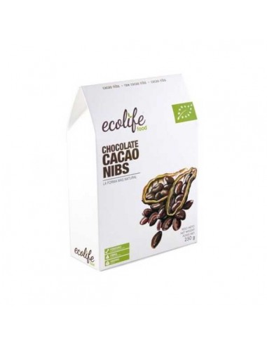 Cacao Nibs semillas tostado BIO vegan de Ecolife Food, 250 gramos