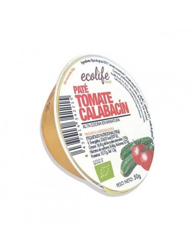 Pate vegetal de tomate y calabacín vegan de Ecolife Food, 45 gramos