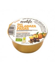 Paté vegetal de calabaza y pasas vegan de Ecolife Food, 50 gramos