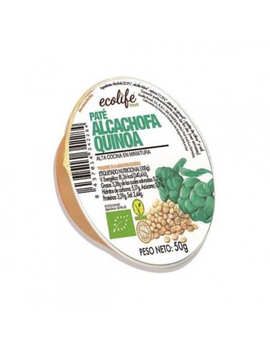 Paté vegetal de alcachofa y quinoa vegan de Ecolife Food, 50 gramos