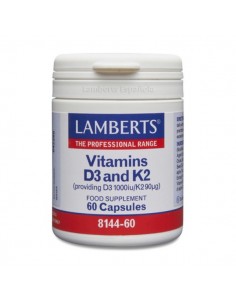 Vitaminas D3 y K2 90mg de Lamberts, 60 comprimidos
