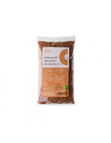 Fideos nº0 integrales de espelta BIO de Casa Amella, 250 gramos
