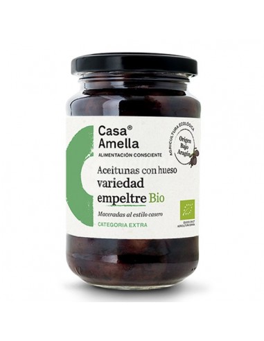 Aceitunas Empeltre con hueso BIO de Casa Amella, 220 gramos