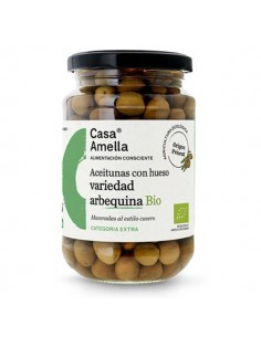 Aceitunas Arbequina con hueso BIO de Casa Amella, 220 gramos