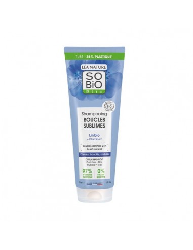 Champú para rizos con lino y vitamina F de SO'BiO étic, 250 mililitros