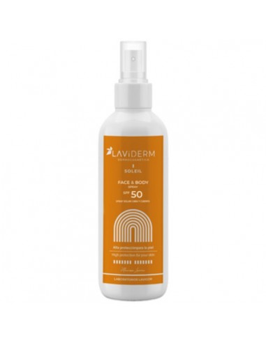 Soleil spray solar facial y corporal SPF 50+ de Laviderm, 300 mililitros