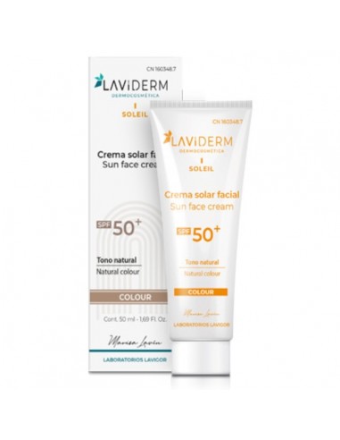 Soleil crema solar facial SPF 50+ color de Laviderm, 50 mililitros
