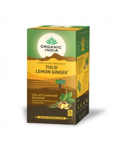 Tulsi infusión lemon ginger de Organic India, 25 unidades