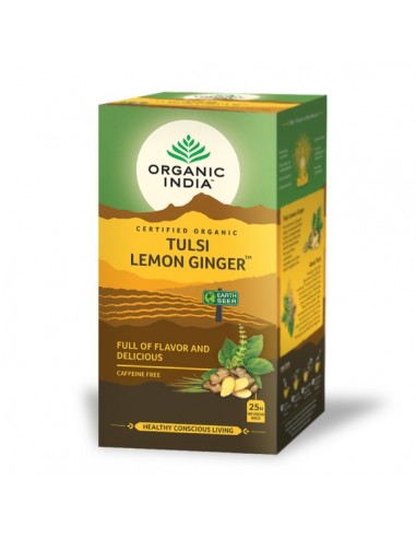 Tulsi infusión lemon ginger de Organic India, 25 unidades