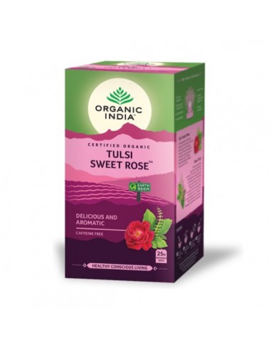 Tulsi infusión sweet rose ECO de Organic India, 25 unidades