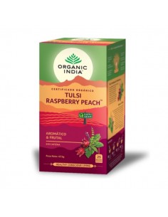 Tulsi infusión raspberry peach ECO de Organic India, 25 unidades