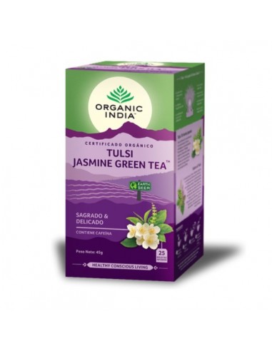 Tulsi infusión jasmine green tea de Organic India, 25 unidades
