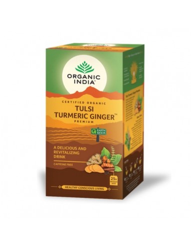 Tulsi infusión turmeric ginger de Organic India, 25 unidades