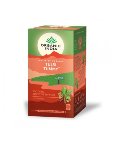 Tulsi infusión tummy ECO de Organic India, 25 unidades